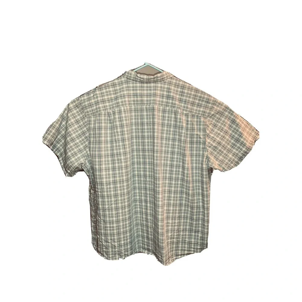 3XL Mens Short Sleeve Button Down Blue Mountain 100% Cotton Gray Checked Shirt - Picture 5 of 7
